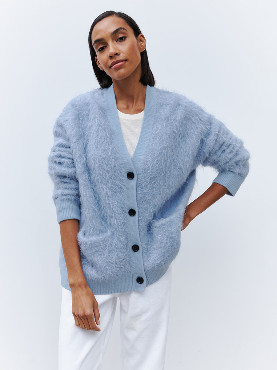 Transfronterizo de agua jersey cardigan mujeres Europa y los Estados Unidos 2025 otoño invierno perezoso jersey de punto suéter cálido cardigan