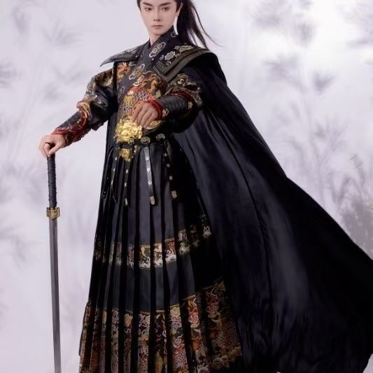 【凌云】黑色织金款（飞鱼服护腕腰带）