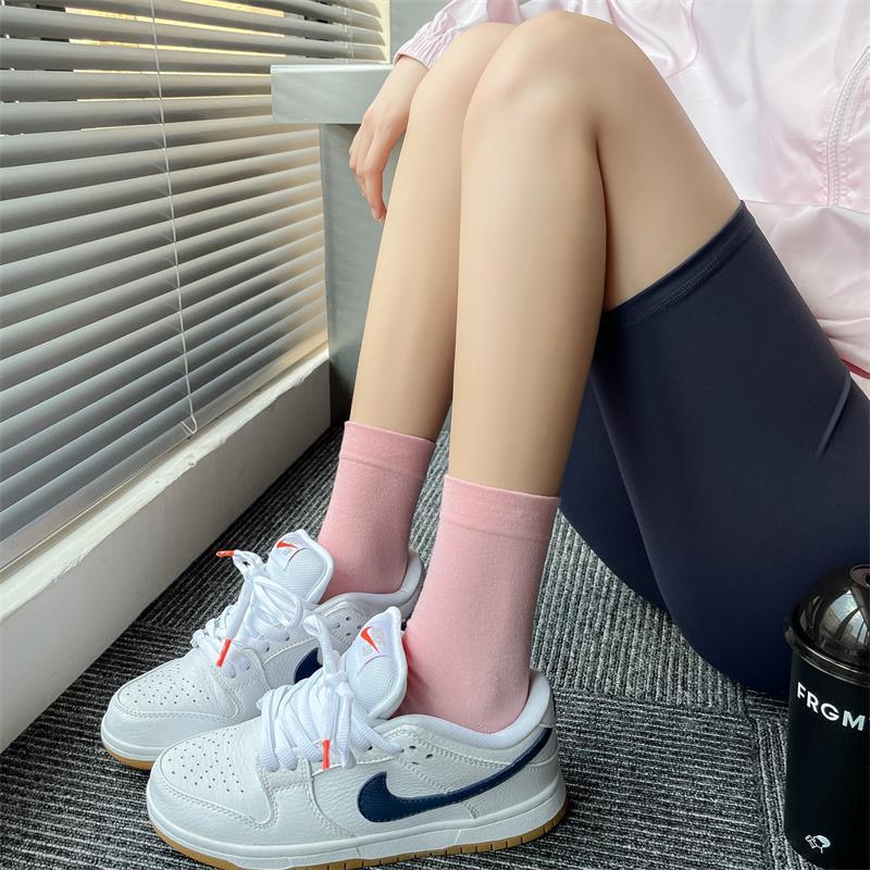 Suxinaimin新作韓国版優し系松口月子靴下日本式少女ピンク百合純色綿靴下|undefined
