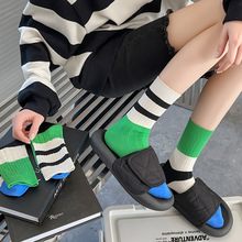 AB袜子女中筒袜ins潮流韩国大东门春秋长筒袜日系运动风堆堆棉袜
