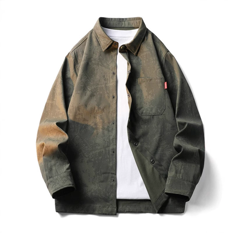 Подростковая рубашка мужской 2024 новый осенний большой размер с длинными рукавами
