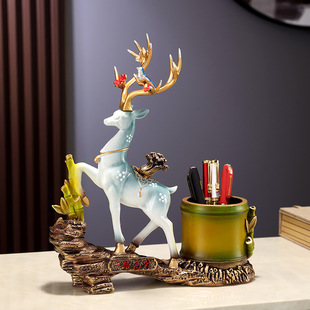 Boss desk all the way high-rise Pen Holder Men's light luxury high-end art crafts living room lucky deer ornaments