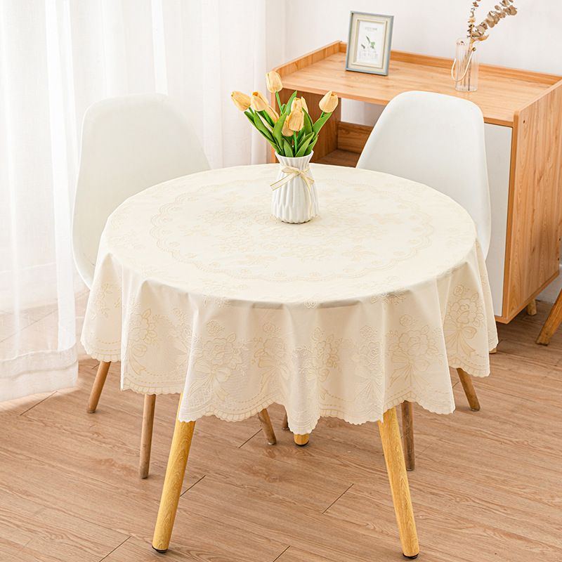 Atmospheric Household Round Tablecloth Waterproof No-Wash Anti-Scalding Rectangular Coffee Table Dining Table European Table Mat