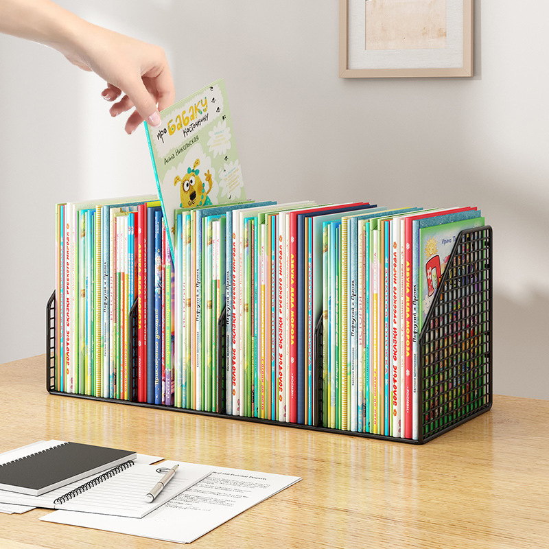 Desktop bookshelf children's picture book classification basket book storage box desk Oxford Tree organization magic display rack
