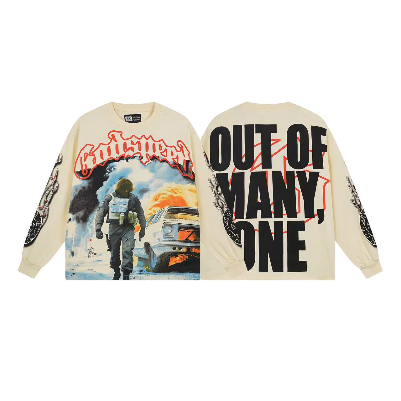 Trendy transfronterizo 25ssGodspeed Skeleton Rock Band Camiseta de manga larga de alta calidad para hombres y mujeres