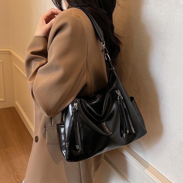 Bolsa Tote Cruzada para Mujer de PU con Cierre de Cremallera para Uso Diario
