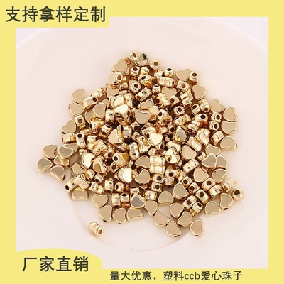Ccb Beaded DIY Handmade Necklace Bracelet Spacer Beads with Horizontal Holes Heart-Shaped Spacer Beads DIY Jewelry Accessories Spacer Beads with Horizontal Holes Heart-Shaped