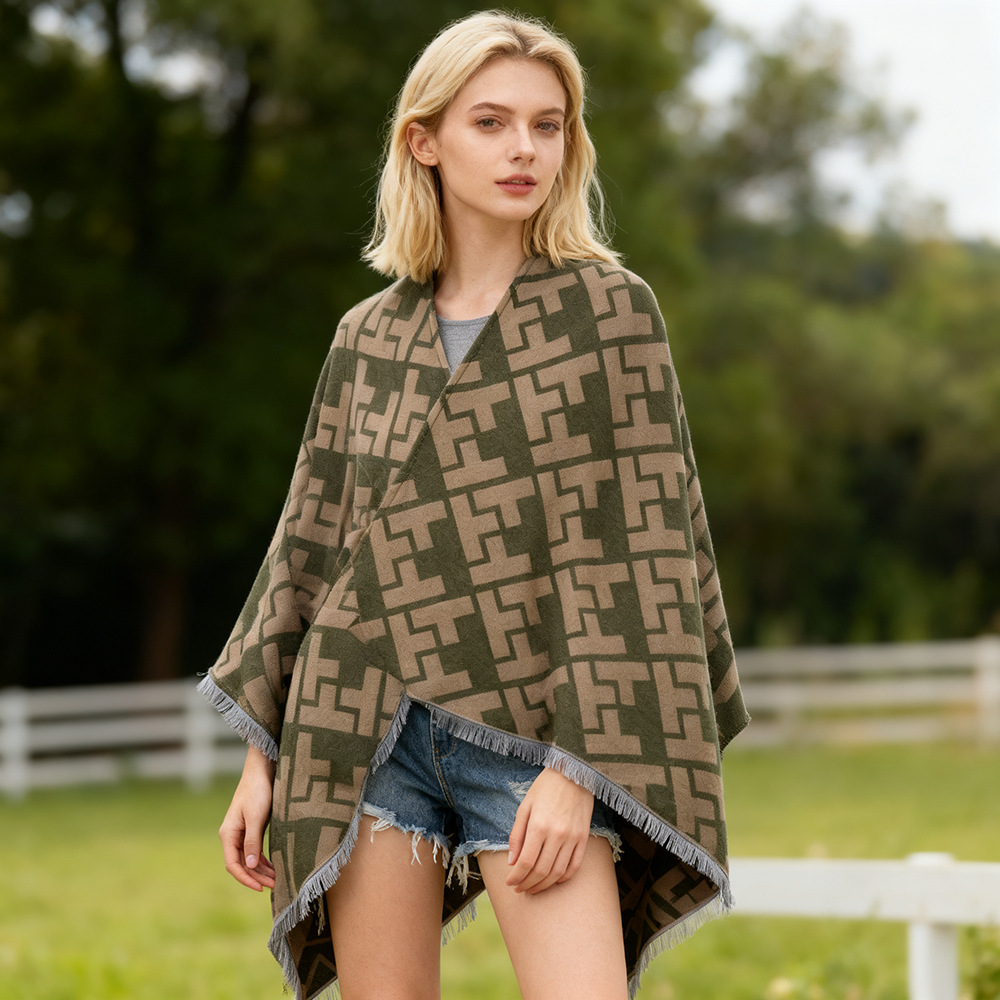 Doble capa jacquard gruesa invierno confortable dama gran chal otoño invierno oficina siesta manta