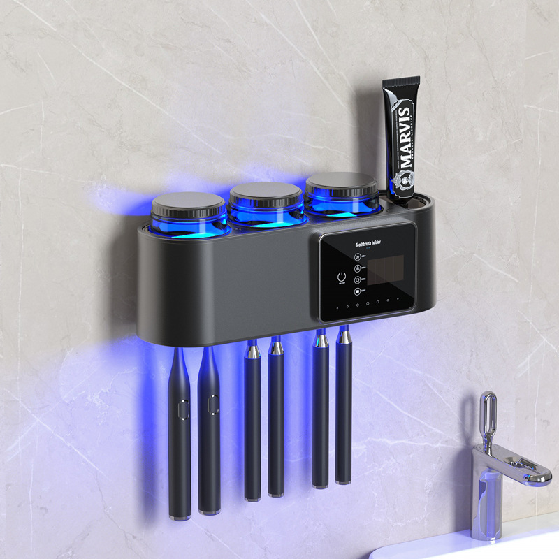 スマート乾燥歯ブラシ消毒器収納紫外線殺菌穴なしトイレ壁掛け式ラック電動|undefined