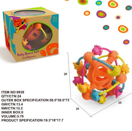 Hollow Ball Soft Rubber Colorful Bell Ball with Sound Cross-border Baby Rattles Ball Grab Ball Baby Toys