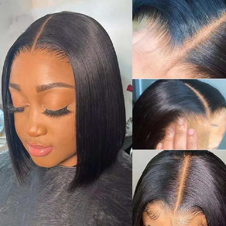 Amazon nuevos productos Europeos y estadounidenses pelucas de cabello corto y recto para mujeres negras bobbing cubierta de cabello corto y recto cubierta de cabello