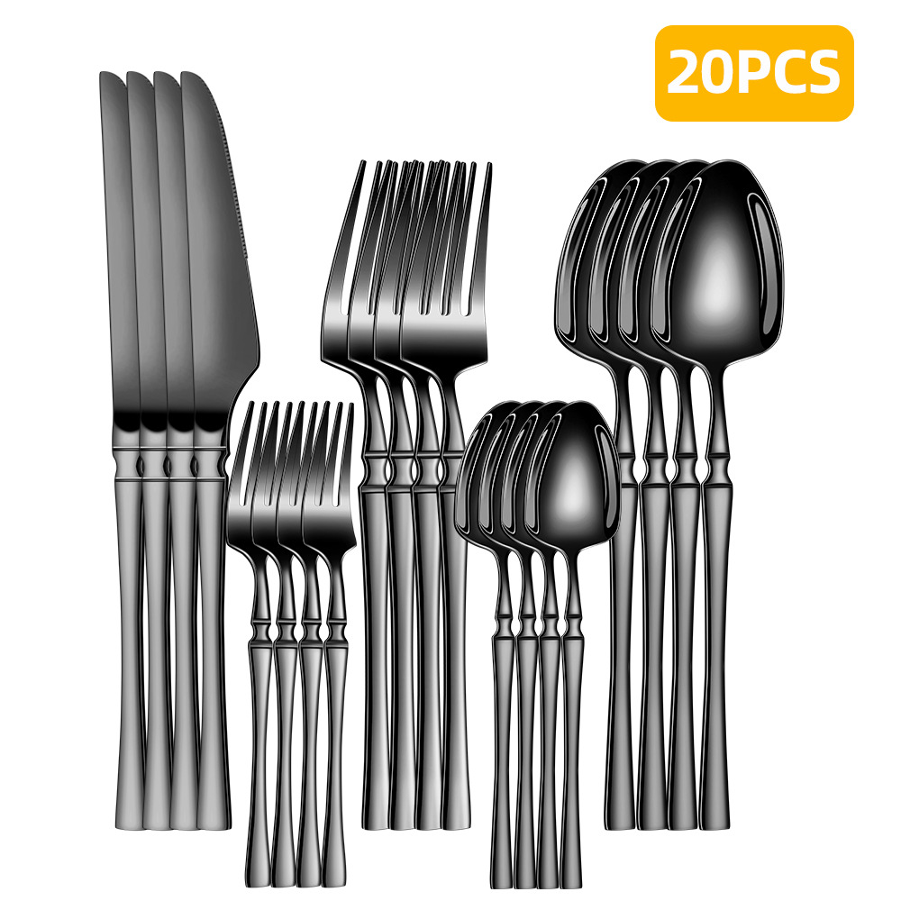 Suministro transfronterizo de vajilla de acero inoxidable, cintura pequeña, juego de 30 piezas, restaurante occidental, bistec de acero inoxidable, cuchillo, tenedor y cuchara