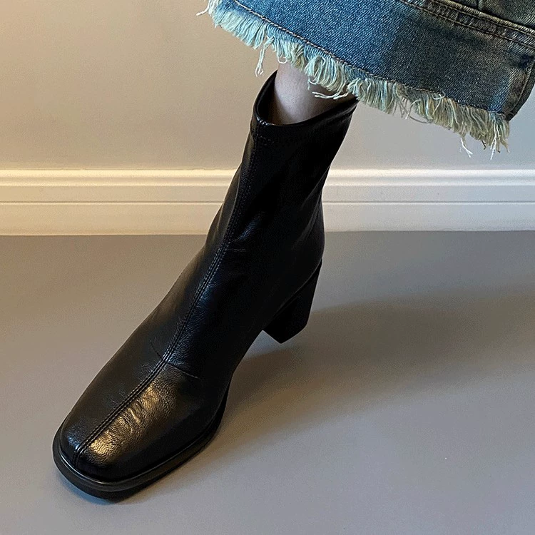 Martens, retro elastic low boots, genuine leather