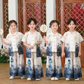 儿童汉服演出服古筝中式幼儿园古风唐装女童国风开笔礼男童国学服