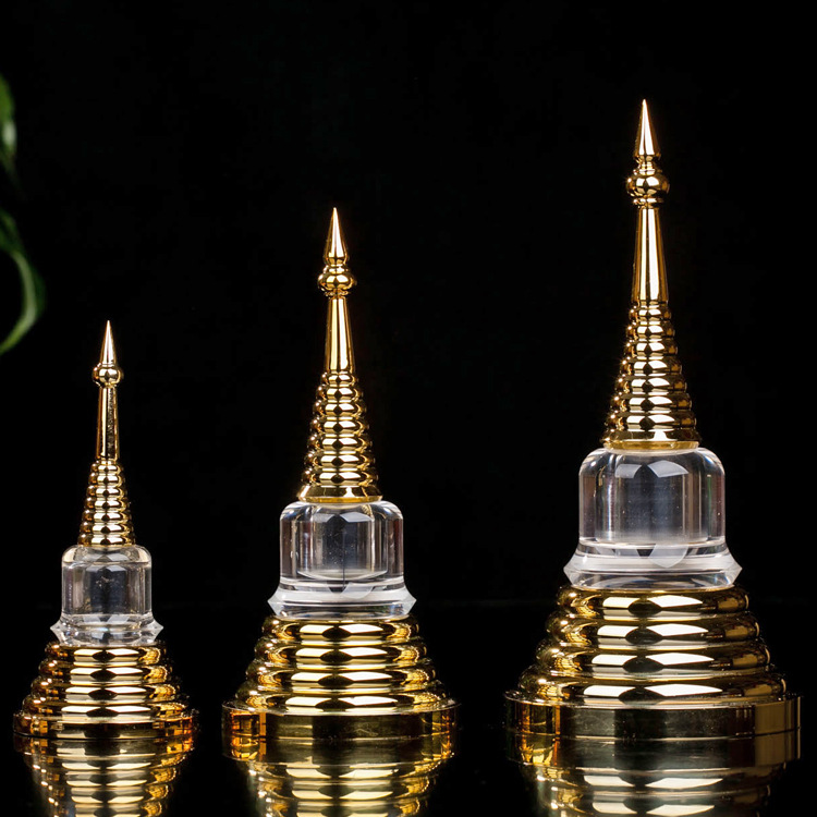 Type A gold plated style relic pagoda acrylic treasure bottle Buddhist tower crystal tower Bodhi pagoda Buddhist altar transparent relic auspicious cloud