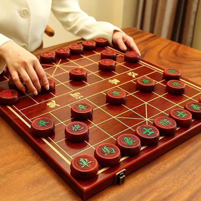 Chess Mahogany Chinese Chess High-End Solid Wood with Wooden Chessboard Student Adult Large Red Rosewood Chess Set