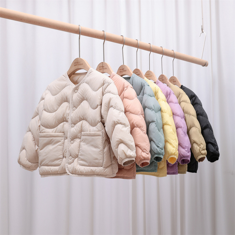 Children's Light down Jacket Autumn and Winter New 90 Velvet Short Style with down Lining Baby Thin Outwear Kidsren's Clothing Dropshipping