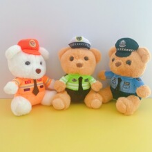 网红交警熊毛绒挂件警察熊玩偶包包挂件机车公仔包包挂饰礼品批发