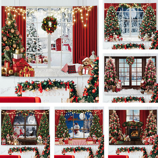 New Christmas tree window background cloth ins style fresh bedroom bedside dormitory rental renovation B & B decorative wall
