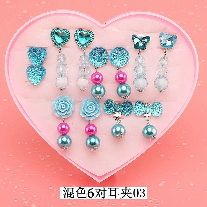 Children's ear clips, set for princess, cartoon accessory, no pierced ears, Birthday gift