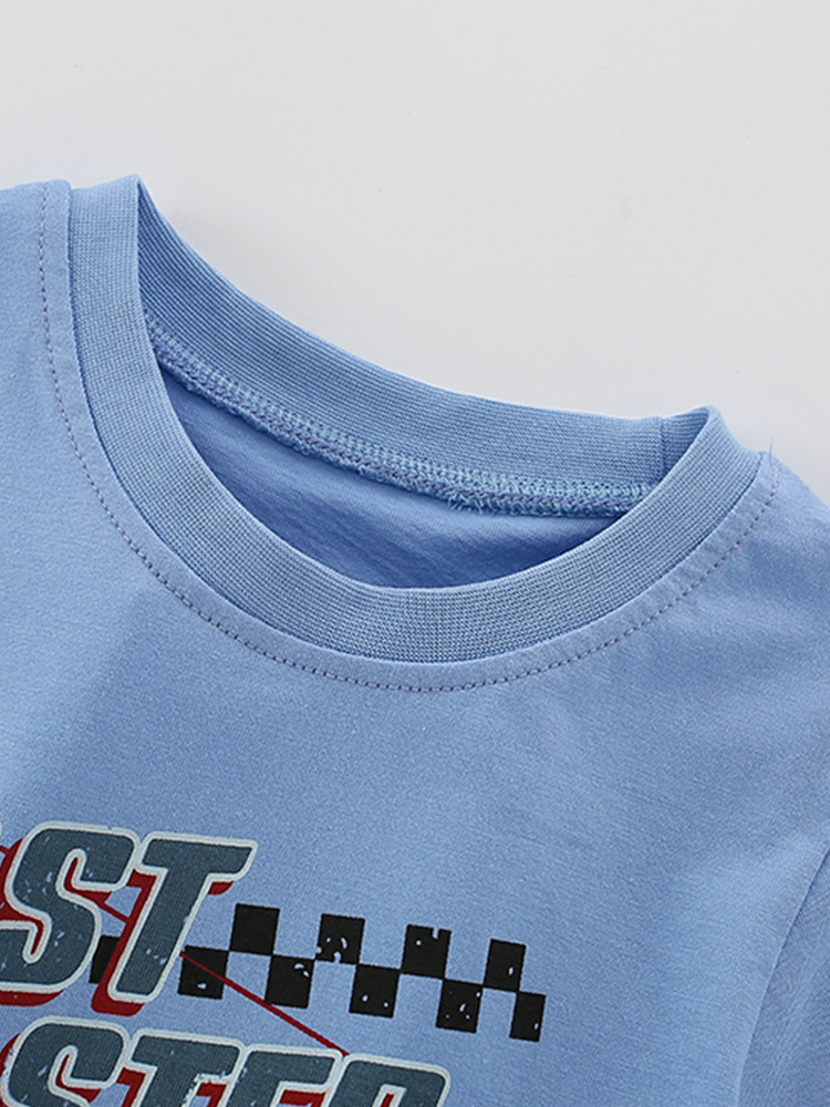Traje de niño malwee transfronterizo verano nuevo estilo europeo y americano para niños pequeños y medianos camiseta de manga corta con cuello redondo jeans para niños