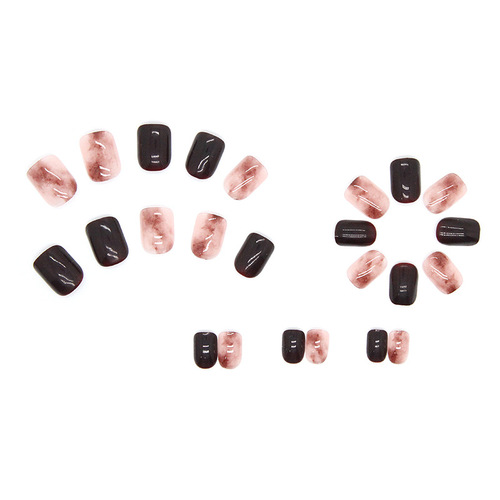 Autumn hot sale wearable nails light brown smudged cat eye amber nail polish solid color retro white nail polish finished product wholesale