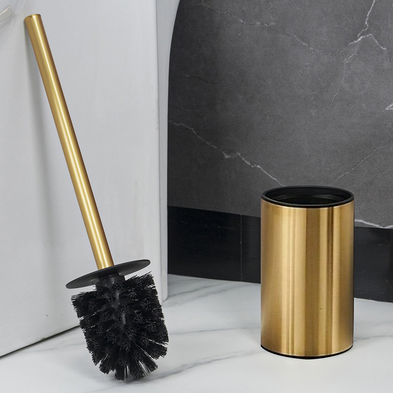 Cepillo de baño de mango largo dorado de acero inoxidable Cepillo de limpieza de inodoro para el hogar con cabezal de cepillo base Nuevo 2025