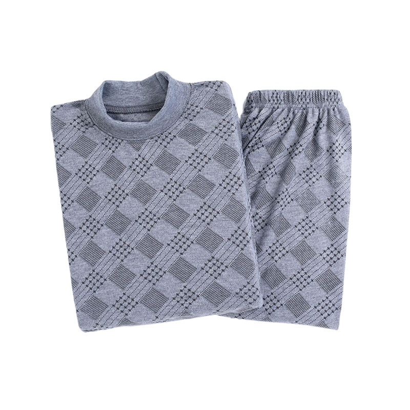 중년, 노인 남성을 위한 가을 옷과 가을 바지 열 속옷 아빠 라운드 넥 얇은 대형 사이즈 노인 스웨터와 바지 정장 남자