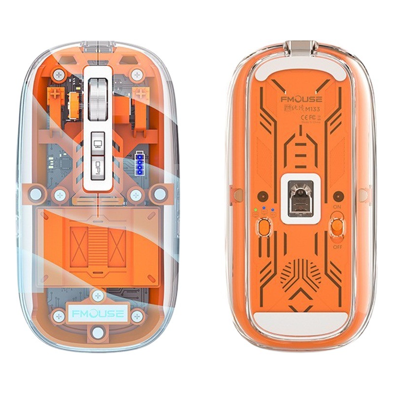 Ratón inalámbrico, transparente, luminoso y silencioso, ratón Bluetooth, tres modos, adecuado para ipad, teléfono móvil, tableta, computadora portátil