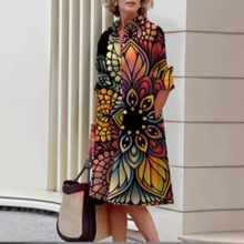 2025新款亚马孙独立站TK3D数码印花女士夏季宽松开衫大码衬衫连衣