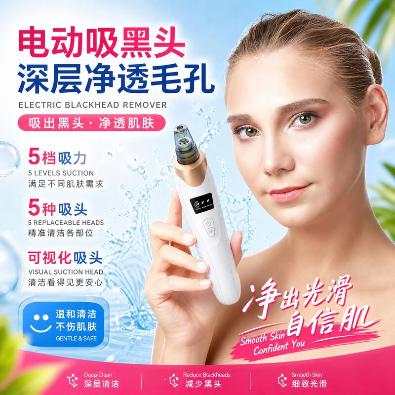 Cross-Border Export of New Electric Blackhead Suction Device for Pore Cleaning, Acne Removal, and Oil Removal, a Home-Use Facial Beauty Device Cross-Border Export of New Electric Blackhead Suction Device for Pore Cleaning, Acne Removal, and Oil Removal, a Home-Use Facial Beauty Device