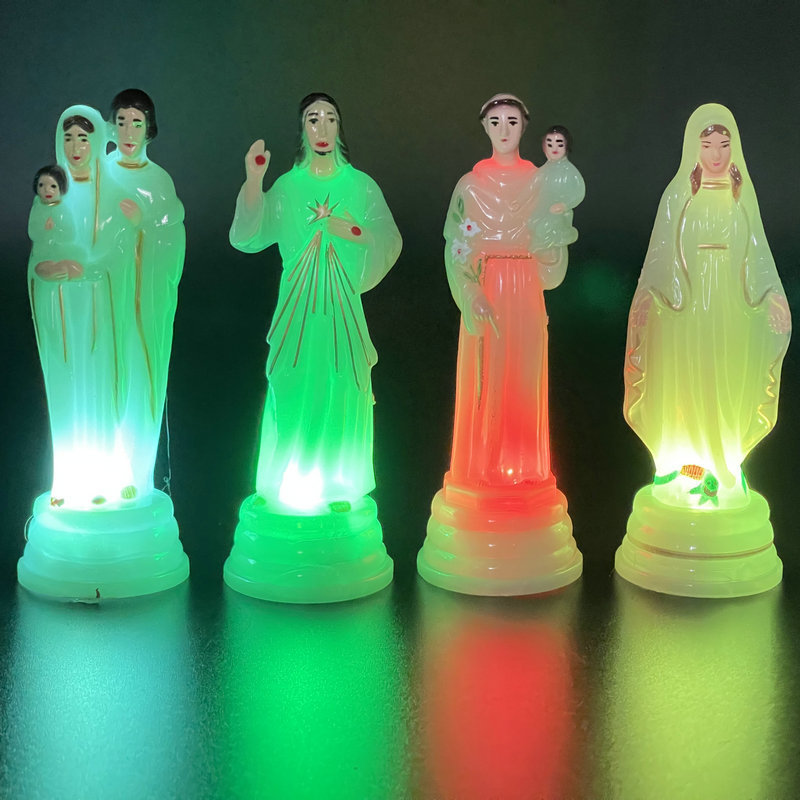 圣母人物雕像摆件教堂圣母玛利亚雕像立体浮雕塑料发光摆件道具