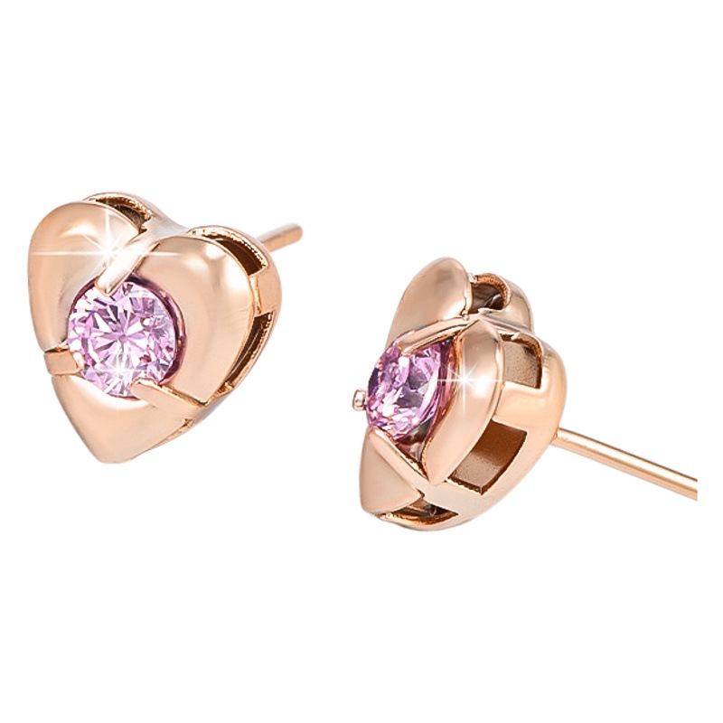 Joyería Xupin colorido tesoro serie de aleación con incrustaciones de circonio encantadores pendientes de las mujeres simples nichos pendientes en forma de corazón al por mayor