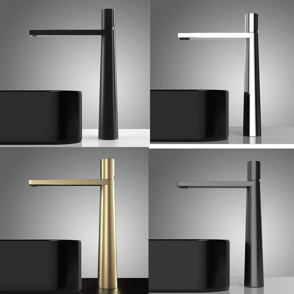 Grifo de Cobre Minimalista – Lavabo de Baño, Agua Fría y Caliente