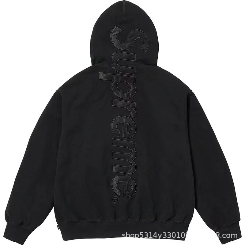 Satin Appliqué Hooded Sweatshirt American Street Fashion Brand Letter Embroidered Sweatshirt for Men