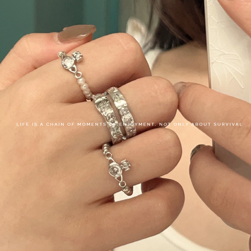 Planet  New Version Diamond Double Layer Belt Clasp Ring, Minimalist Design, Luxury and Sophisticated, Open Ring for Women