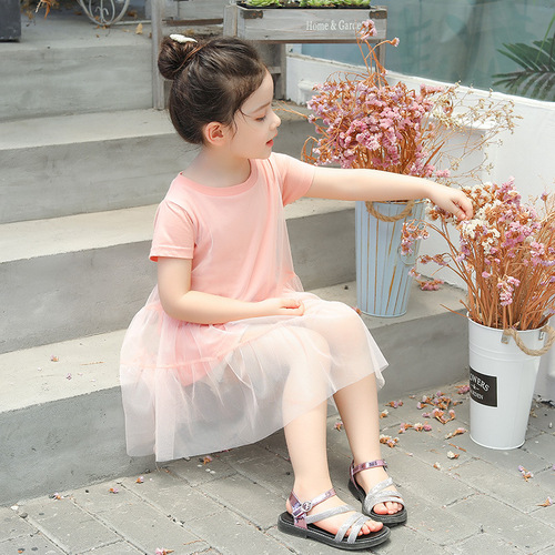Baby dress summer clothing wholesale 2024 children's clothing new Korean style girls princess dress short-sleeved gauze dress one piece drop shipping