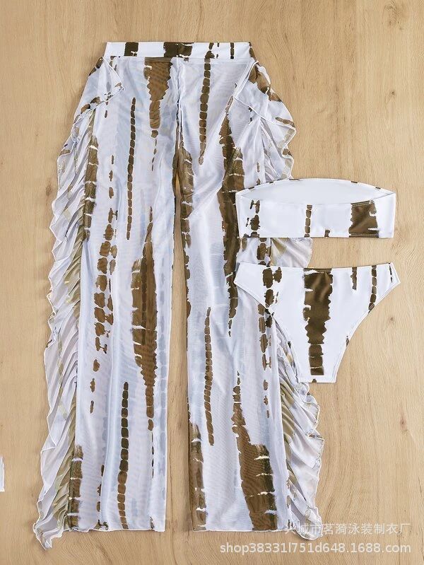 Mingyi nueva moda sexy europea y americana multi-color impreso split pantalones bikini traje de baño de las mujeres