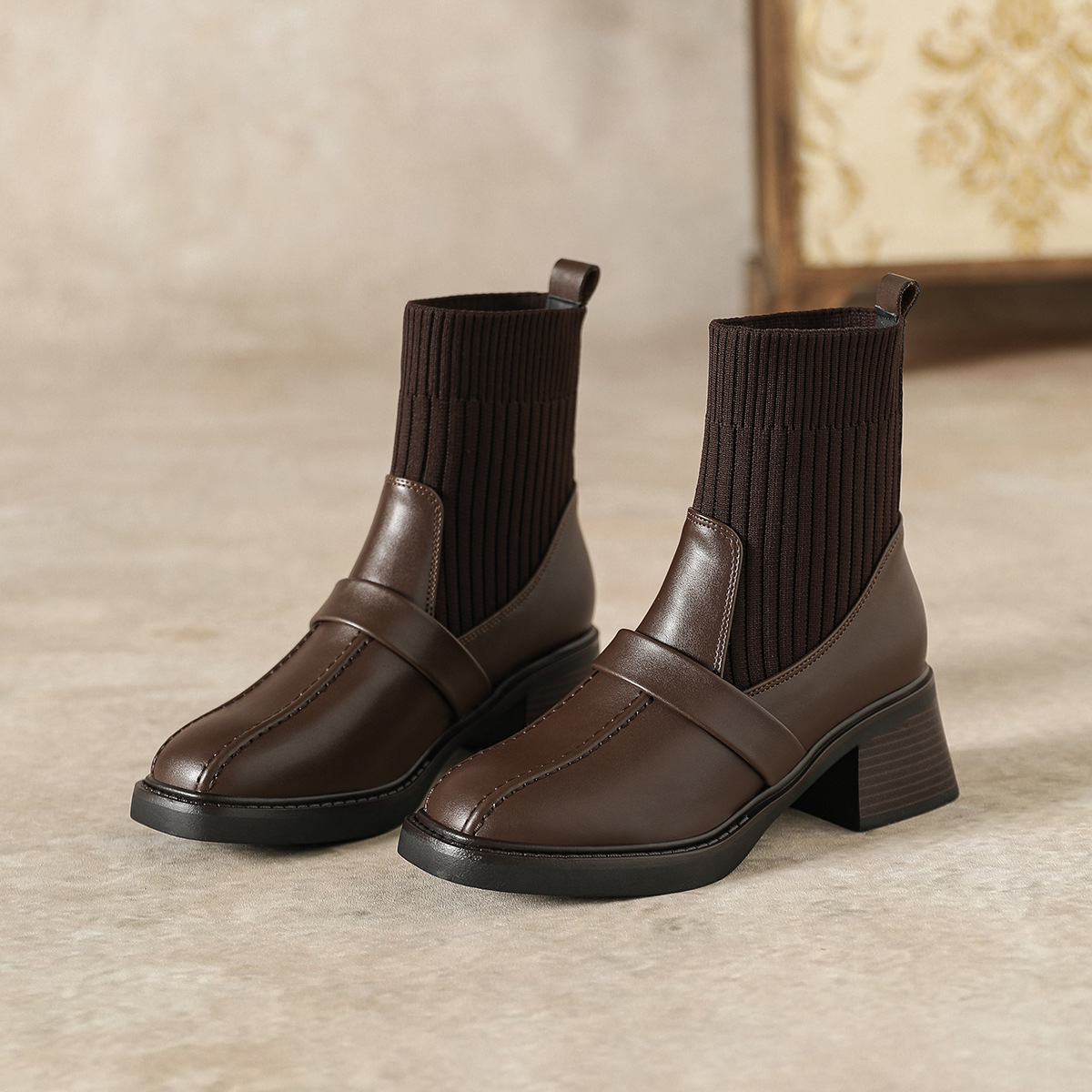 브라운 벨벳 안감