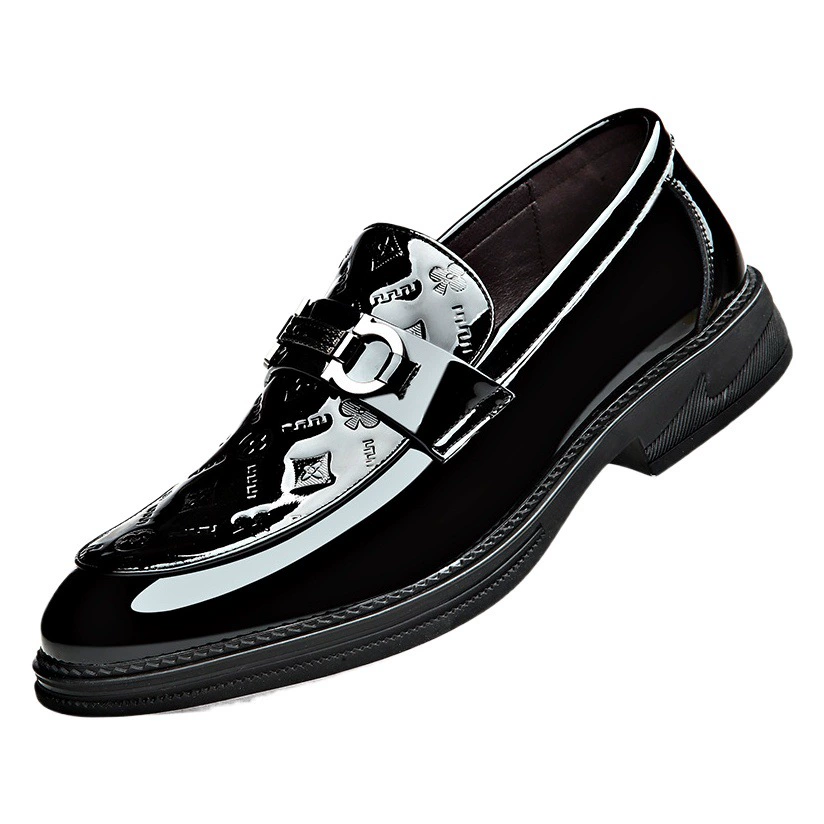 Туфли Doug, мужская повседневная британская кожаная обувь, мужская обувь из лакированной кожи, глянцевые кожаные ленивые лоферы с верхним слоем из воловьей кожи, с одной педалью