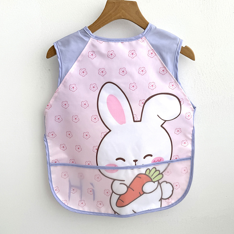 子供用防水スモック、ベビーサマーノースリーブライスバッグ、ベビー食事防汚服、ツーピースよだれかけ、逆着用|undefined