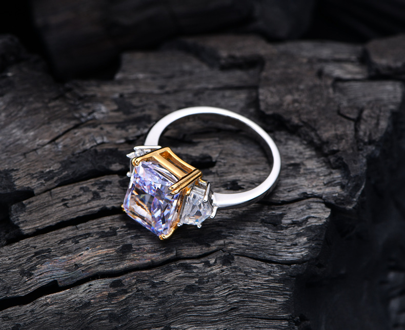 Fashion Geometric Sterling Silver Inlay Zircon Rings 1 Piece