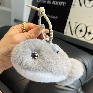 Cute Real Rex Rabbit Fur Fish Dolphin Car Keychain Pendant Plush Doll Doll Backpack Pendant
