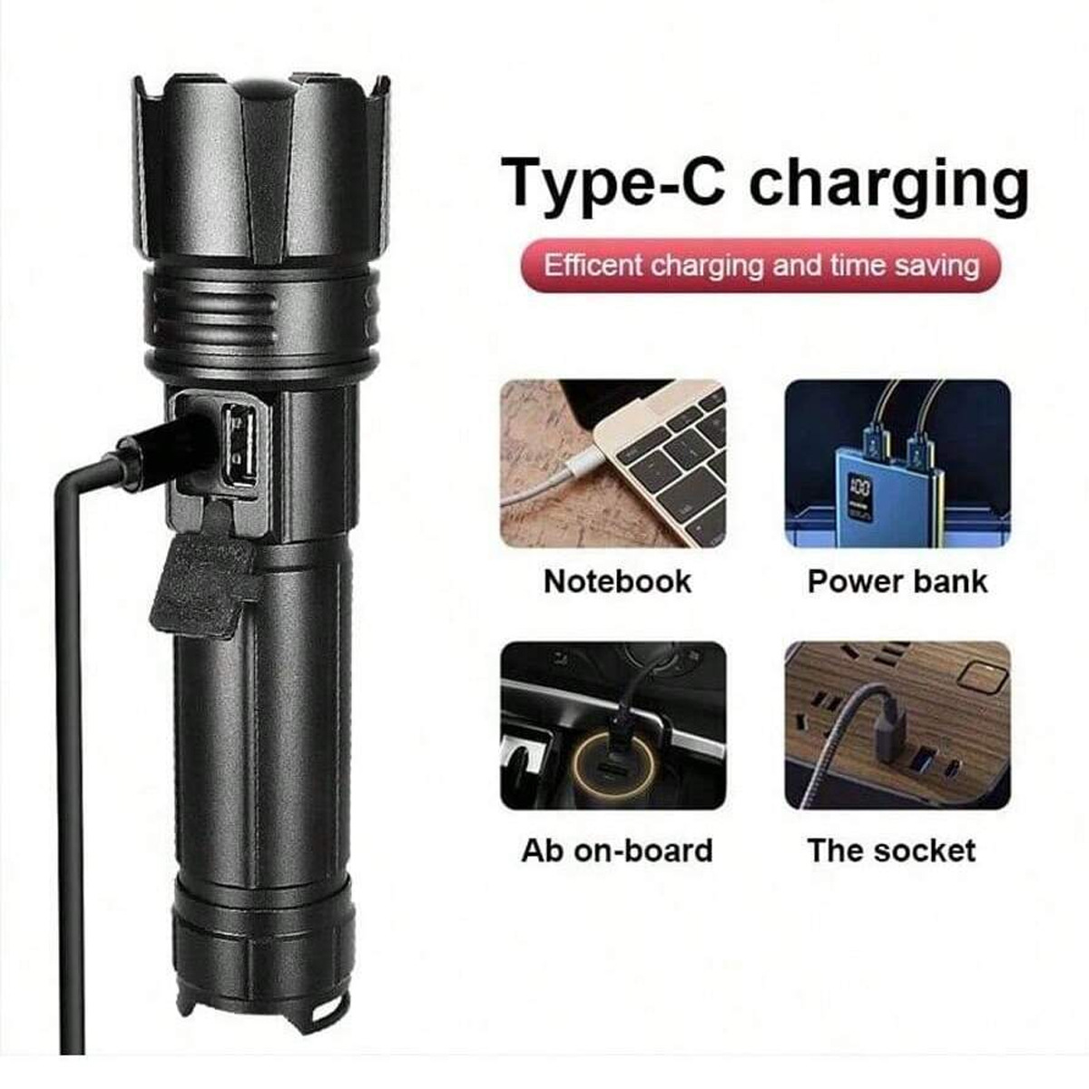 Nuevo zoom telescópico transfronterizo XHP99 / P70 linterna de luz LED linterna de carga USB al aire libre