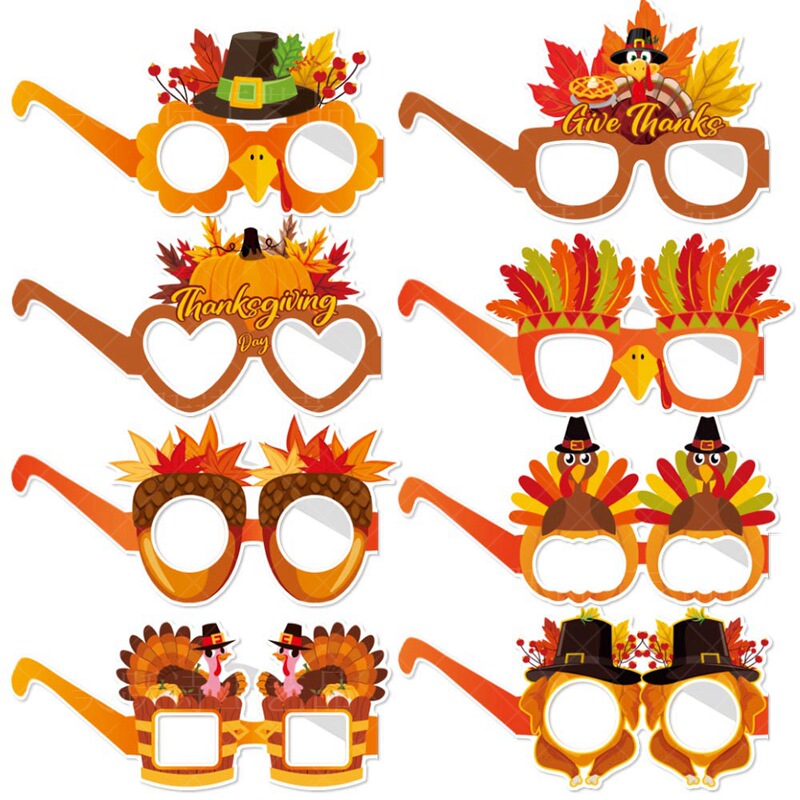 New Thanksgiving Party Decoration Funny Glasses Photo Props Autumn Maple Leaf Harvest Festival Thanksgiving Glasses