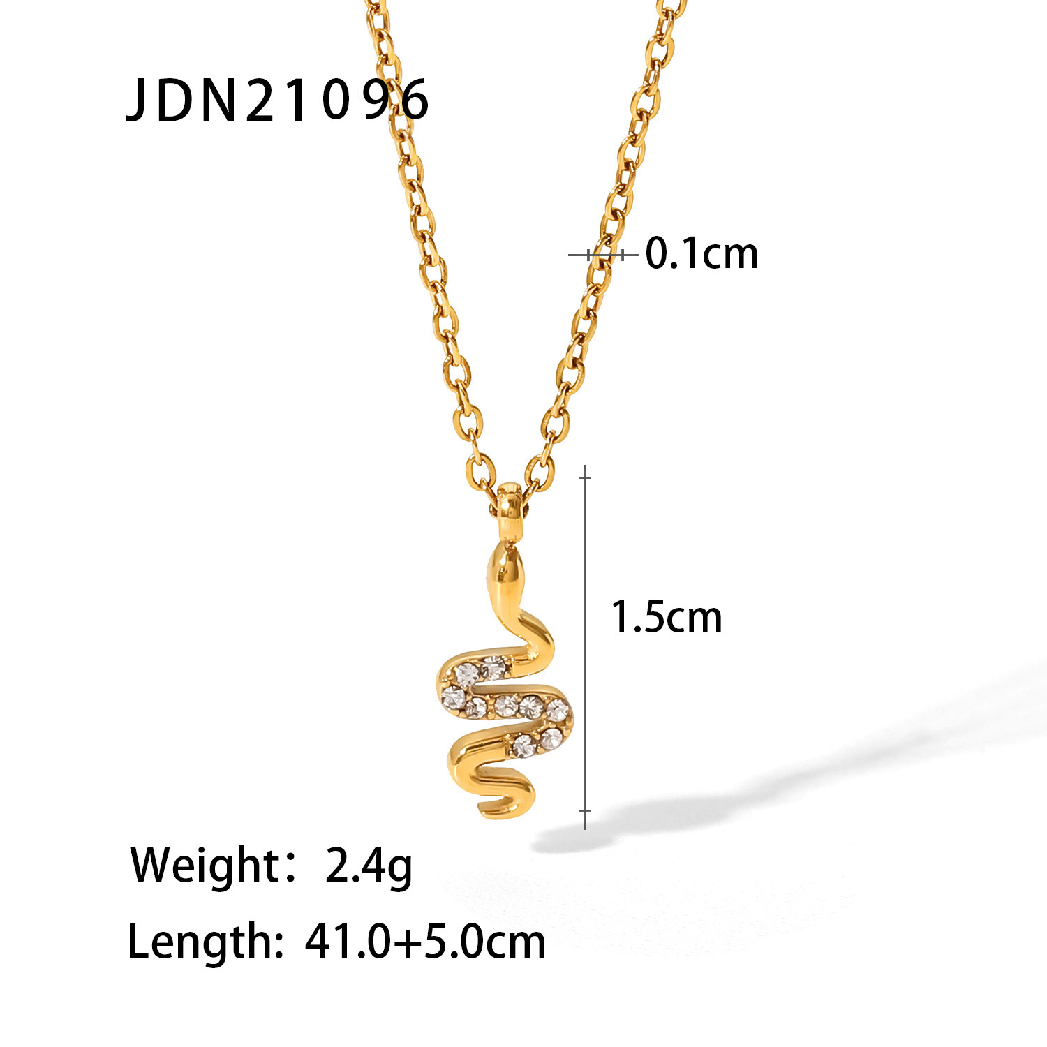 Fashion Snake Stainless Steel Pendant Necklace Plating Zircon Stainless Steel Necklaces_colorza_5