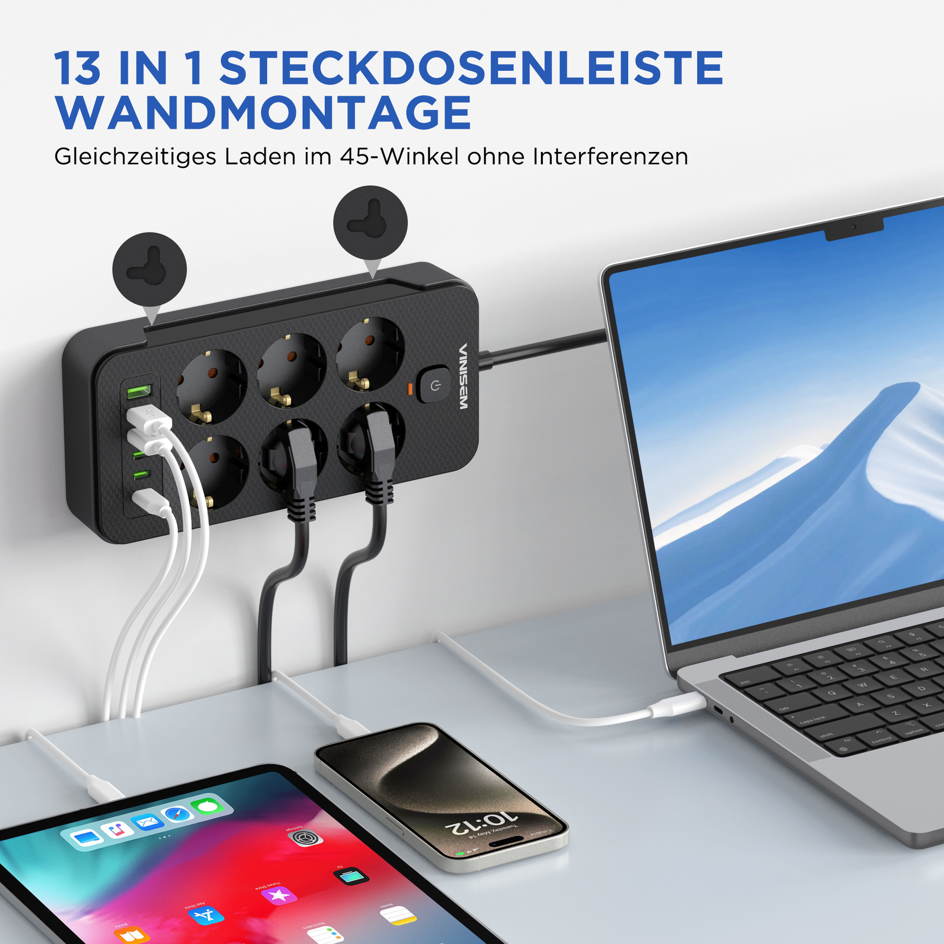 Socket multi-pozo con conector de fila transfronteriza USB tipo C