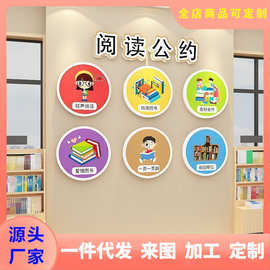 幼儿园阅读公约挂牌读书角布置图书阅览区绘本馆装饰环创文化墙贴