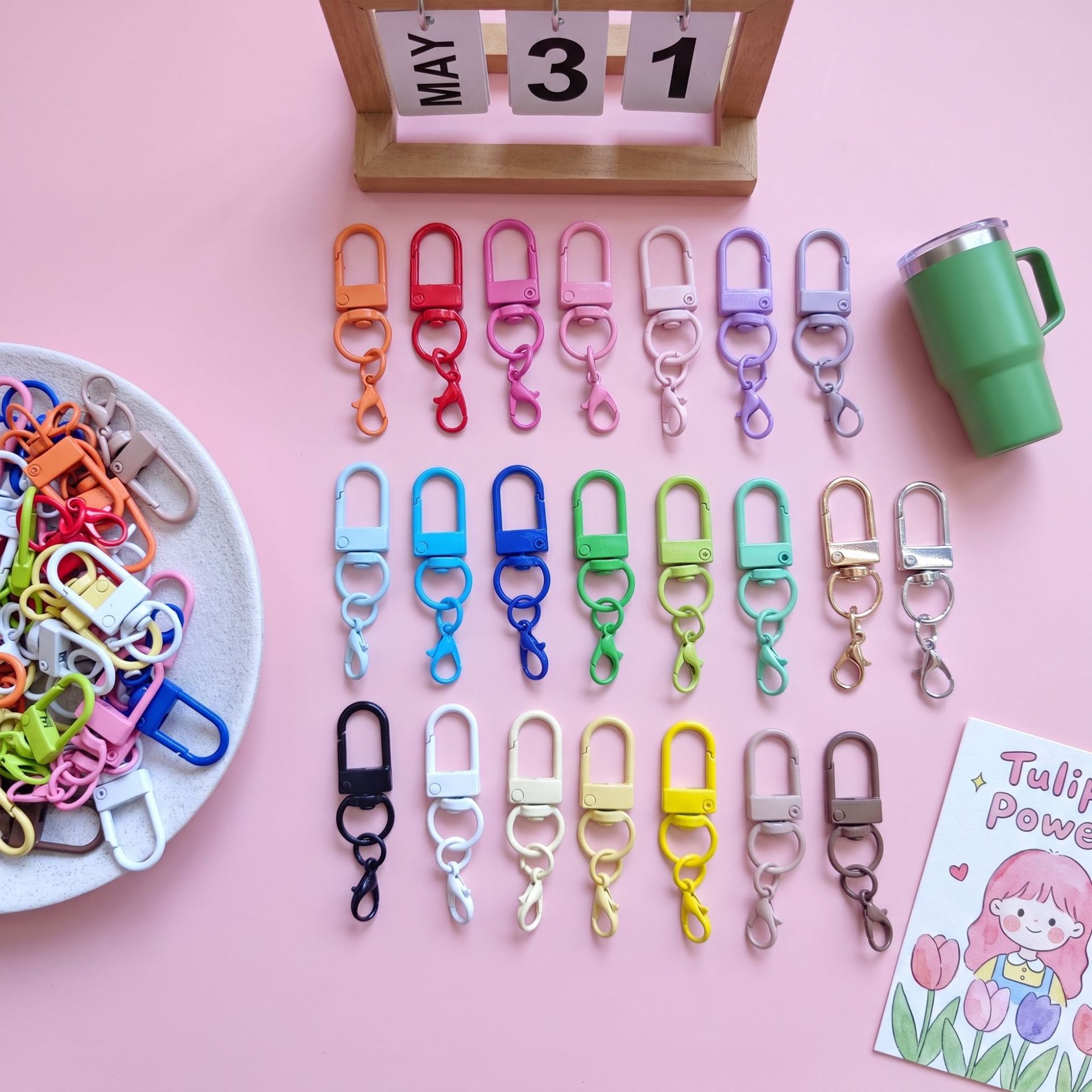 Candy-Colored Lacquered Rotating Door Hook 14mm Lobster Clasp Small Hook Keychain Pendant Keychain Cross-Border In-Stock