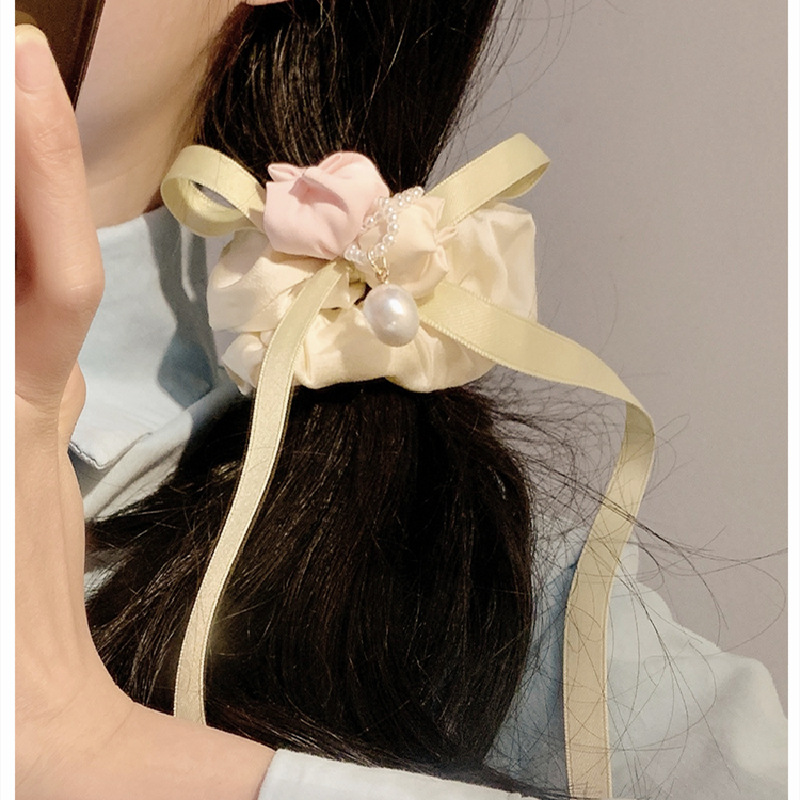 2404056 (1) 温柔甜美丝带蝴蝶结玫瑰花朵大肠发圈女